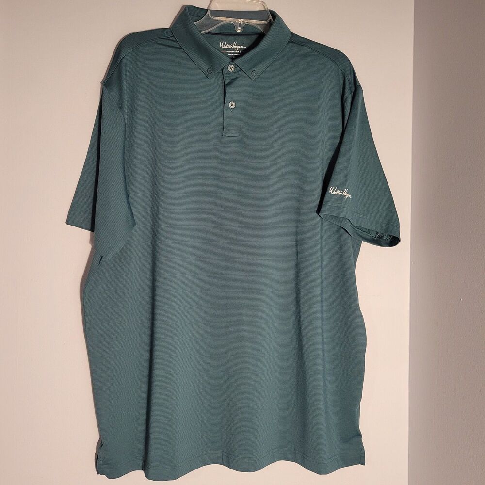 Walter Hagen 11 Majors Golf Polo Green Short Sleeve Shirt Men XL